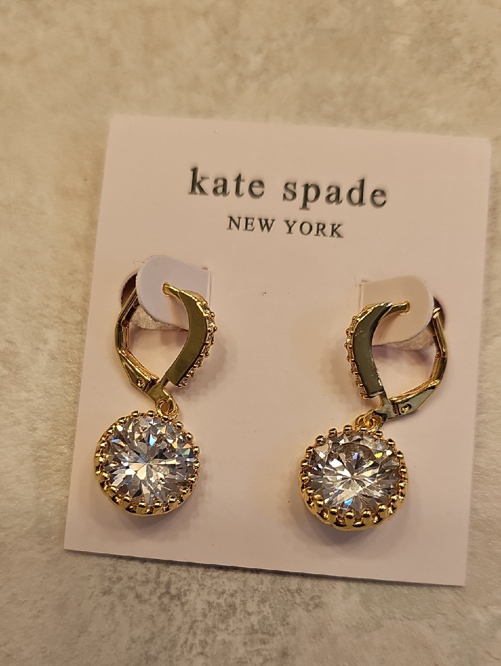 kate spade Gold-Tone Crystal Drop Earrings